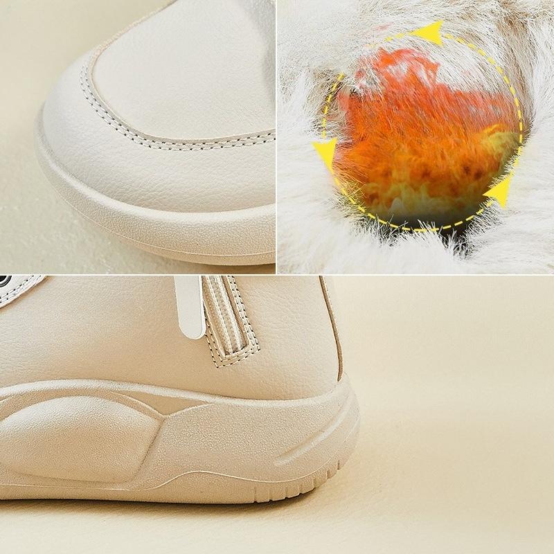 Winter Warm Snow Boots for Women Non-Slip Chunky Platform Sneakers With Faux Fur Lined Lace-Up Tennis Walking Shoes Women's Comfortable Short Booties