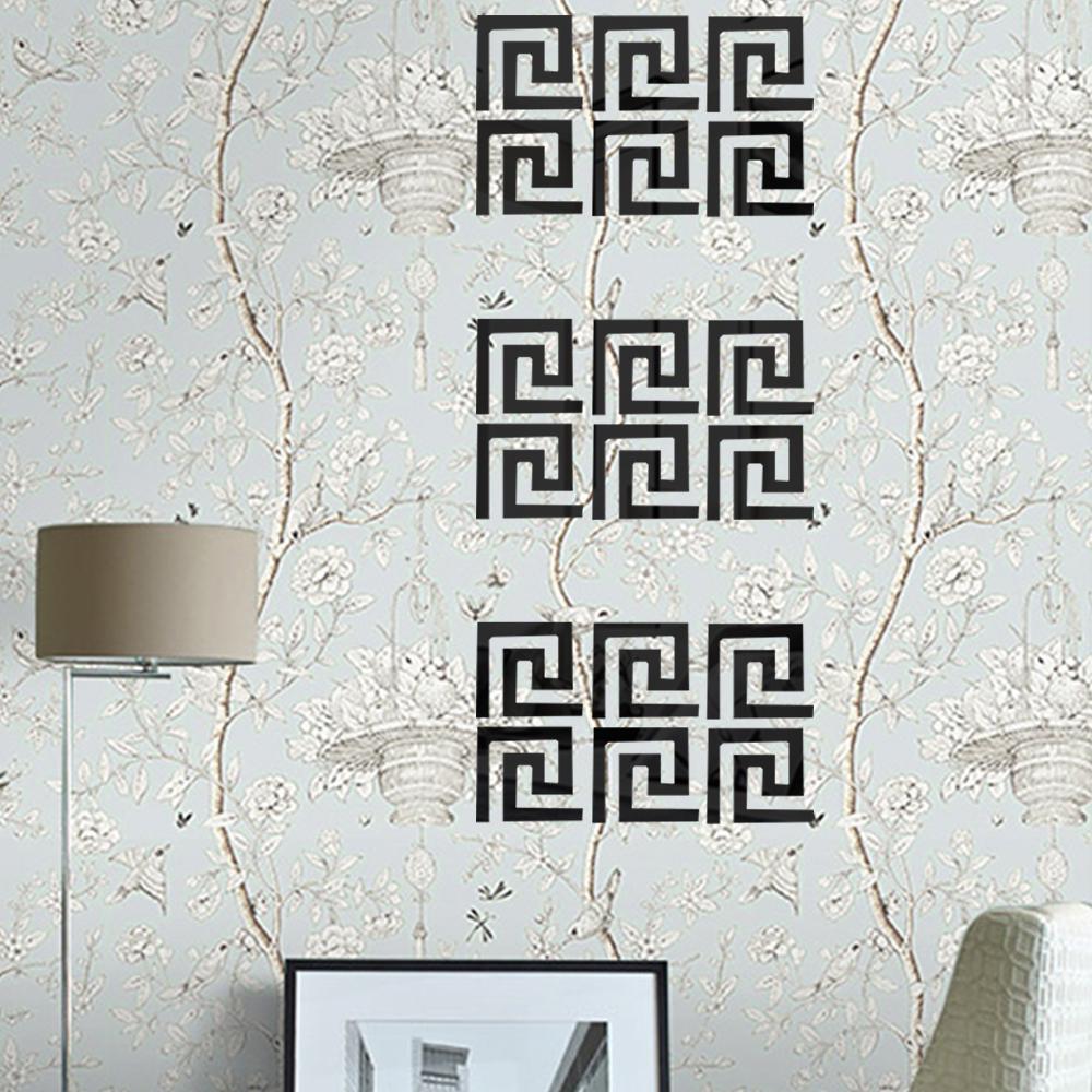 10PC 3D Mirror Wall Sticker Geometric Greek Key Pattern Home Decor Art Removable 10PC 3D Mirror Wall Sticker Geometric Greek Key Pattern Home Decor Art Removable