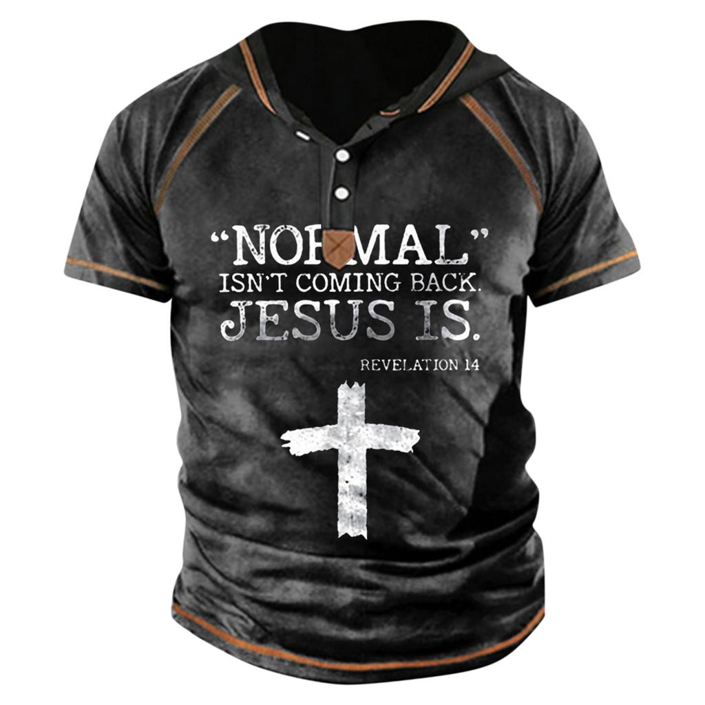 Pánské triko s potiskem Outdoor Street s krátkým rukávem a kapucí na knoflíky