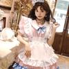 Plus-Size Maid Outfit with Super Cute Big Bow Lolita Dress, Pink and Blue Cute Dress for Women