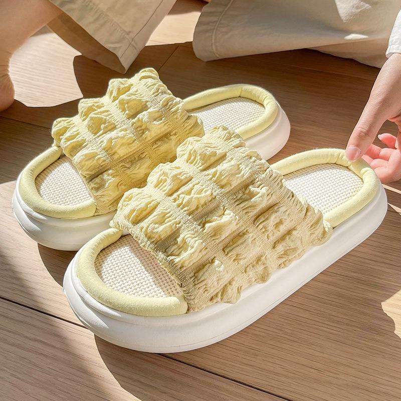 Linen slippers women's four seasons spring and autumn indoor household cotton and linen thick bottom home non-slip slippers