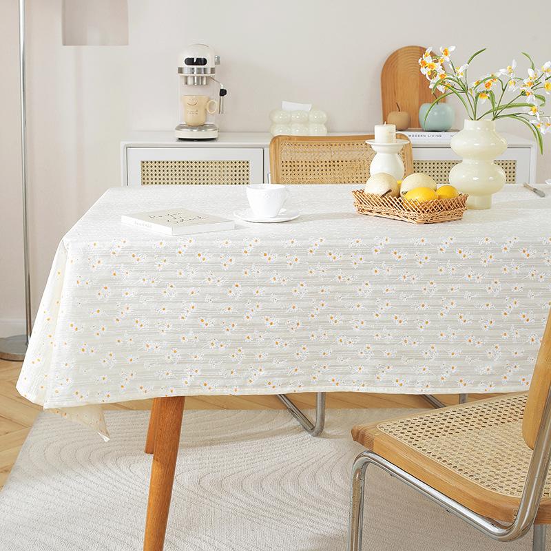 Pastoral Small Fresh Lilac Embroidered Tablecloth Geometric Rectangular Cover Towel Coffee Table Table Cloth Cover Cloth