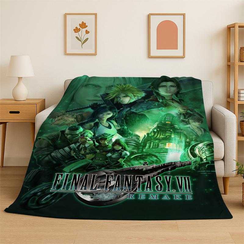 

Cloud Tifa Final Fantasy Games Sephiroth Flannel Blanket Soft Warm Throw Blanket for Bedroom Living Room Bed Travel Picnic Gift 75x90cm