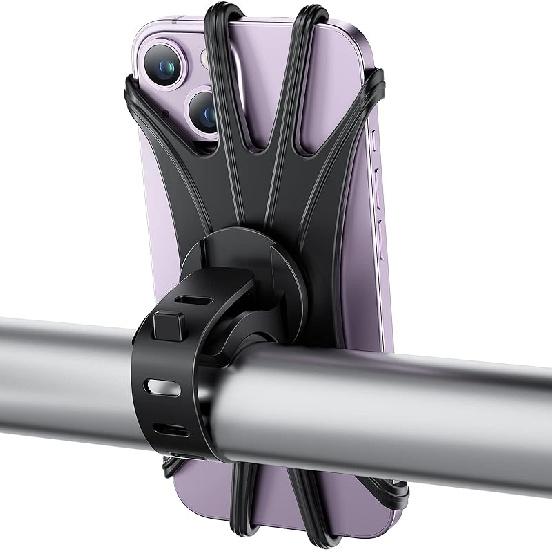 VUP Bike Phone Mount, Universal Bike Cell Phone Holder, 360° Rotatable, Silicone Bicycle Phone Mount Compatible with iPhone 15/14/13/Pro Undetachable