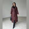 Stilvoller Trenchcoat Echtes Lammleder Damen Party Passform Bordeauxrot Handgefertigt