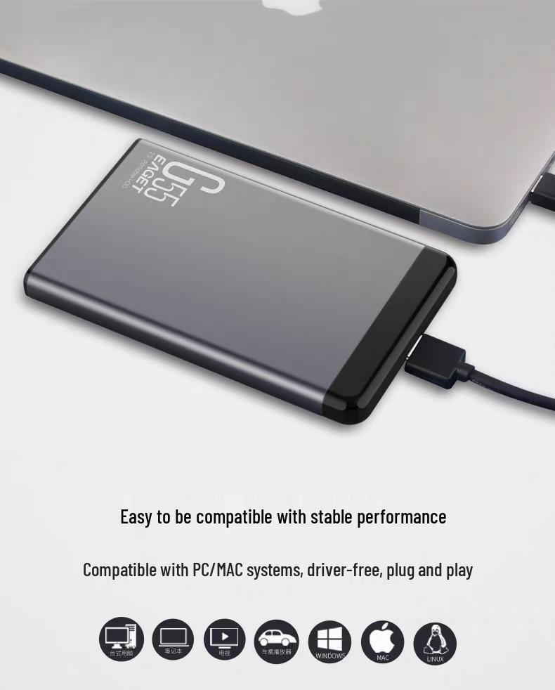 Eaget G55 2.5-inch Portable External Hard Drive, 1TB High-Speed USB 3.0 for Computer & Mobile Phone