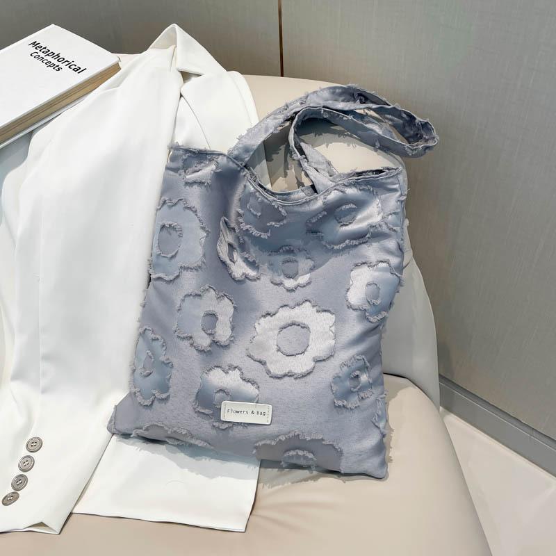 Casual Canvas Bag Korean Lazy Style Underarm Bag 2025 New Flower Shoulder Tote Bag Large Capacity Cloth Bag