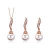 Brud Kvinnor Halsband Faux Pearl Rhinestone Charms Bröllopsörhängen Smycken Set
