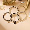 Liquid Metal Geometric Bracelets Set For Women Irregular Imitation Pearls Heart Beaded Bracelets Party Jewelry Gifts