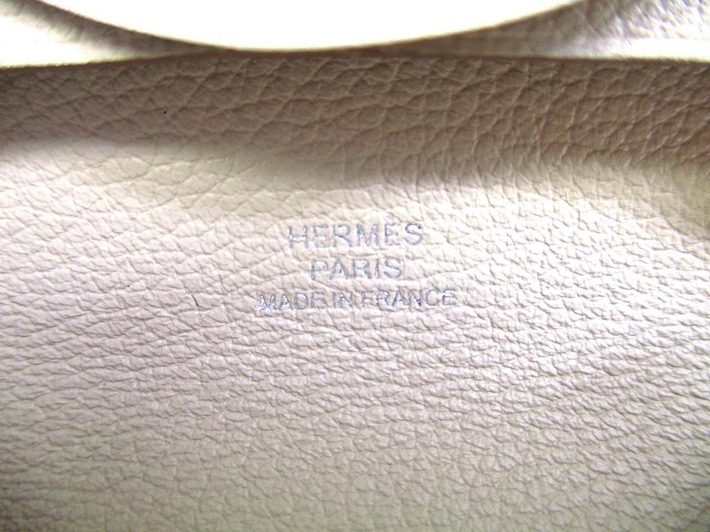 Authentic HERMES Craie Evercolor Leather Coin Purse Bastia #b091  Open Box