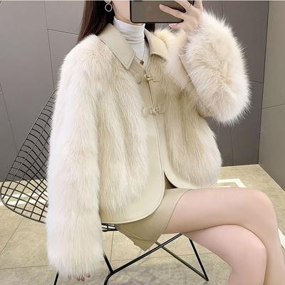 Abrigo de Piel Sintética con Temperamento para Mujer Joven Corto Temperamento Señoras Otoño e Invierno Abrigos Mao Mao Femenino Jac