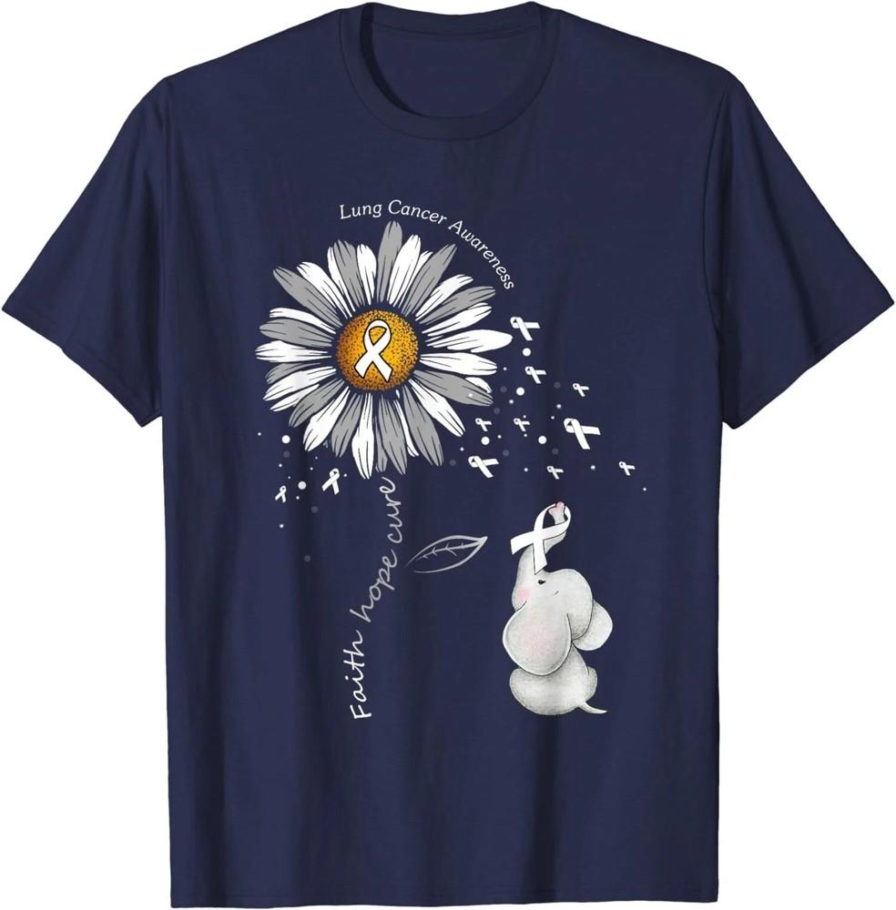 Faith Hope Cure White Daisy Flower Lung Cancer Unisex  S-5XL Unisex T-Shirt XL