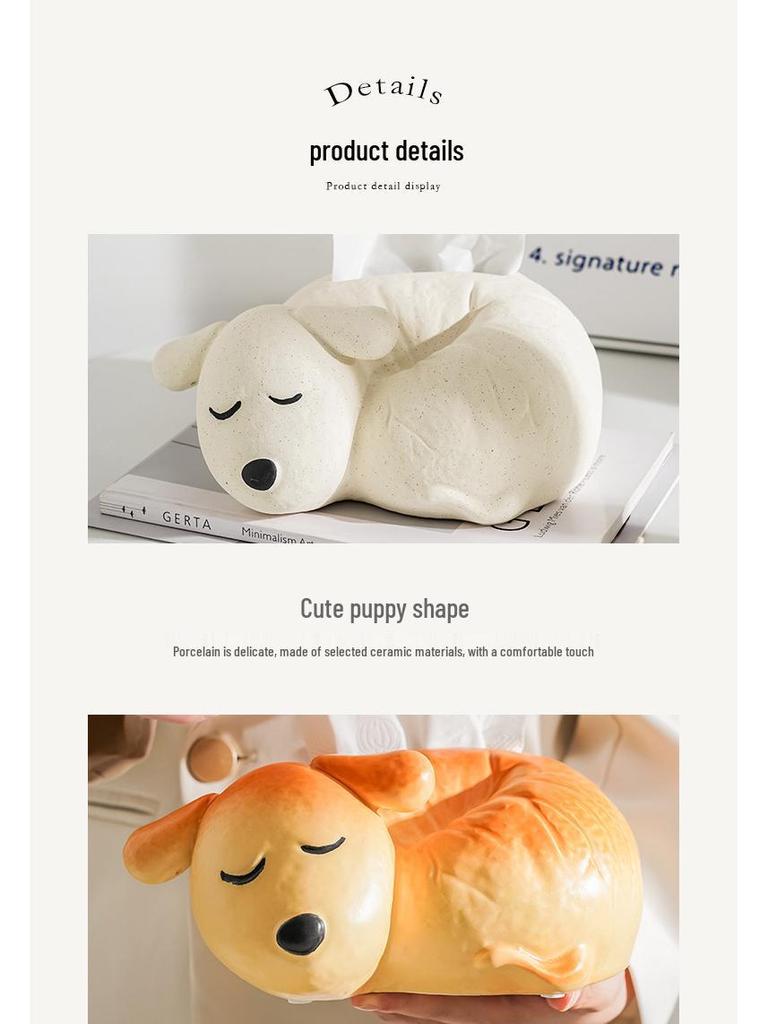 Cute Ceramic Dog Tissue Holder for Bathroom or Living Room