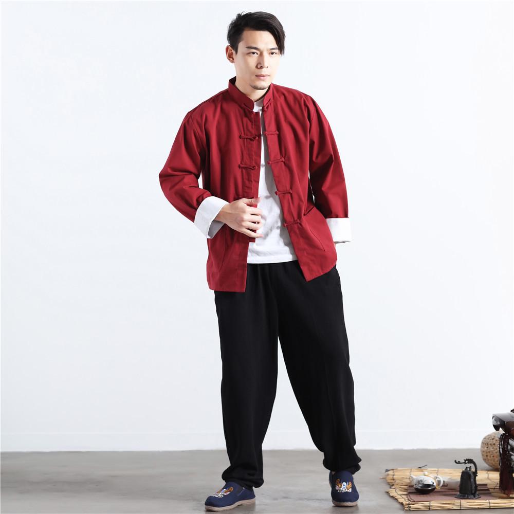 

2025 Summer Men s Chinese Style Stand Collar Linen Shirt, Pan Kou Design, Available in 6 Colors Large