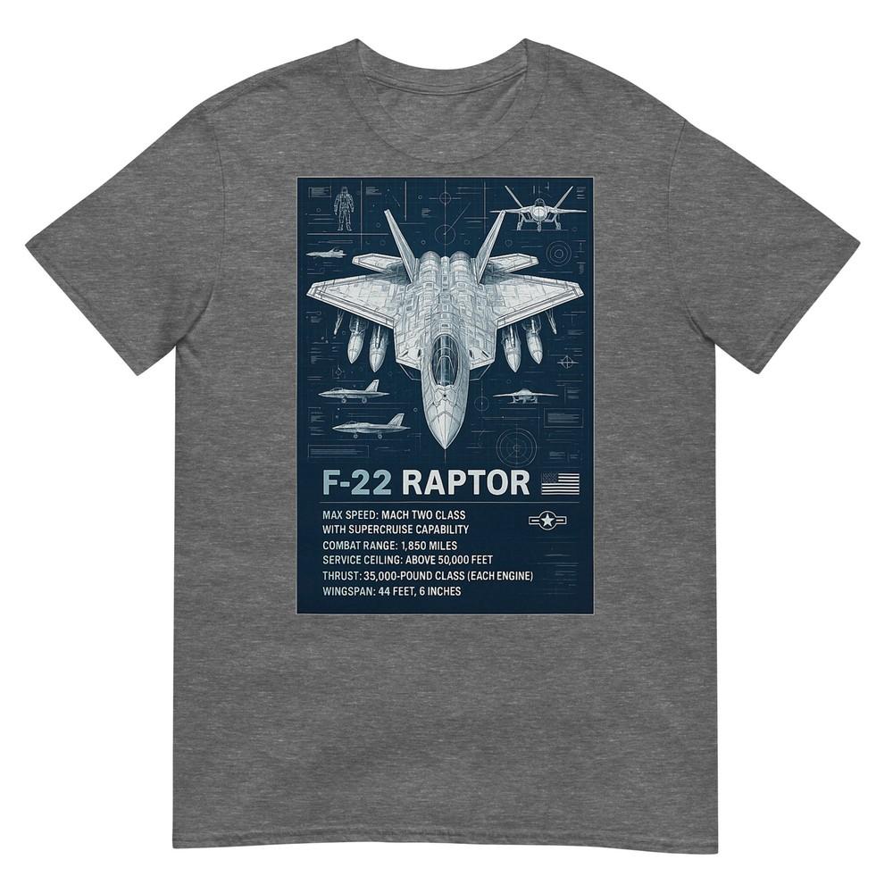 F22 Raptor Blueprint Technical Schematic Aviation Art Tshirt