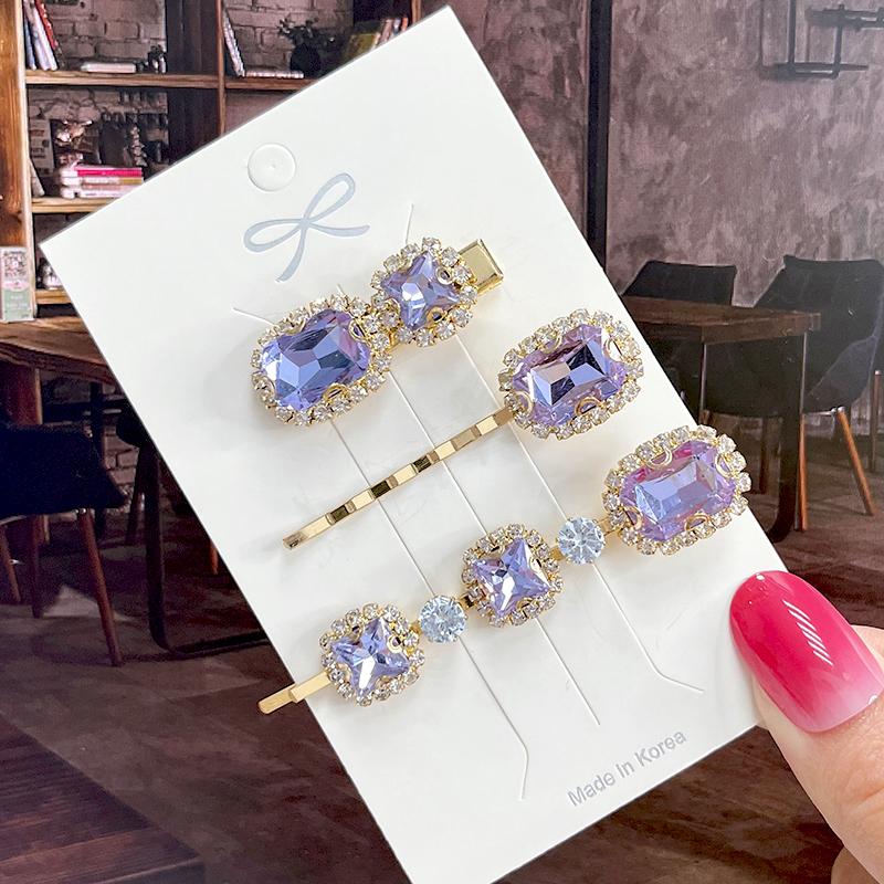 Fashion Shiny Luxury Full Crystal Pearl Women Barrettes Waterdrop Hair Clip Hairgrips Geometric Hair Accessories Korean Headwear