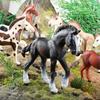 Oenux Grassland Wild Steed Farm Animal Small Horse Model Action Figures PVC Home Decoration Figurines Collection Toy Kid Gift