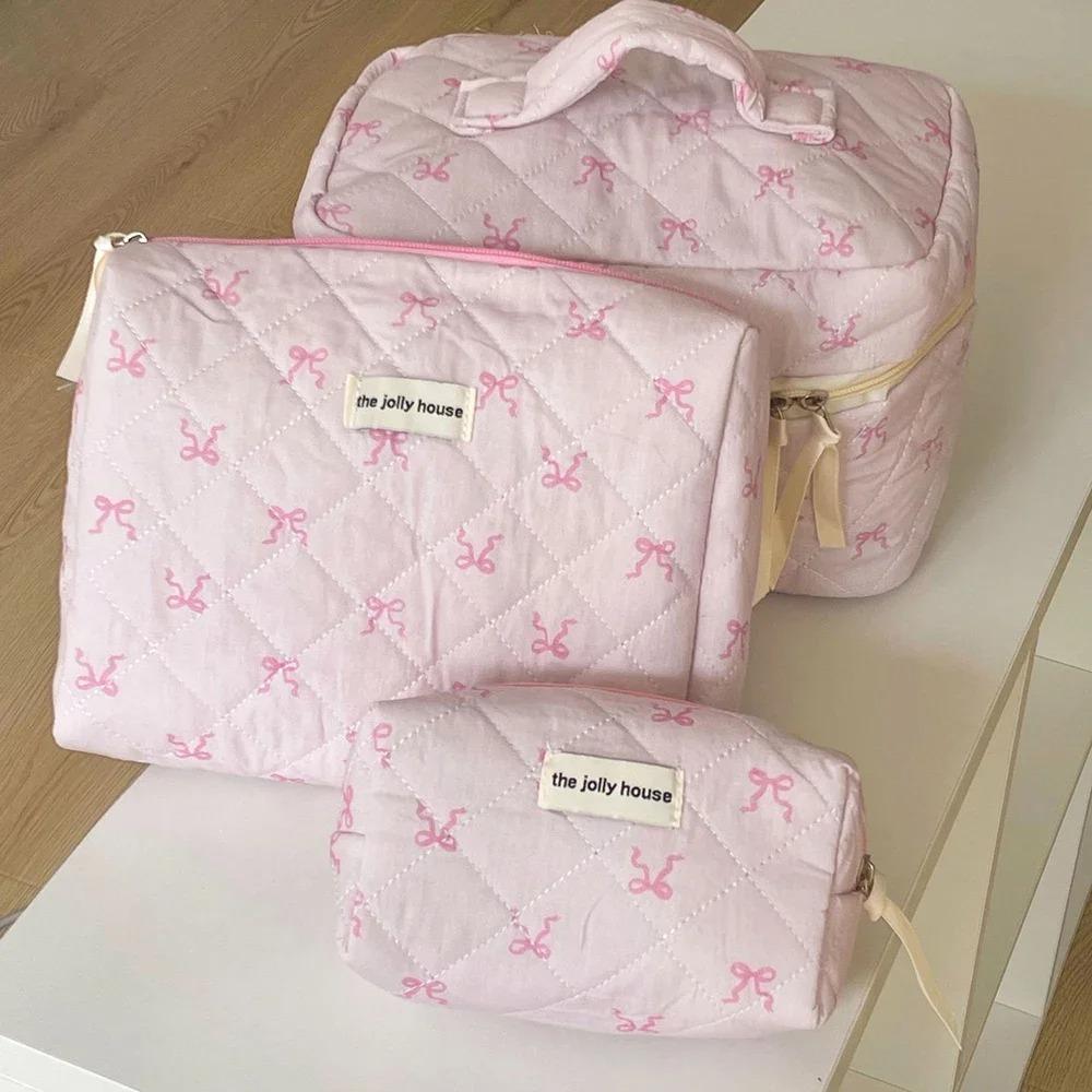 2025 Women Fashion Quilting Makeup Bag Large Capacity 3 Types Cosmetic Storage Pouch Handbag Portable Ladies Zipper Clutch Bag