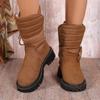 Large Size Snow Boots New Winter High-top Straps Thick Heel Piled Thickened Medium Cotton Boots