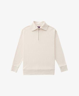 STCO Pleated Half-Zip T-Shirt Ivory (Oversized)_Stsua09Osi