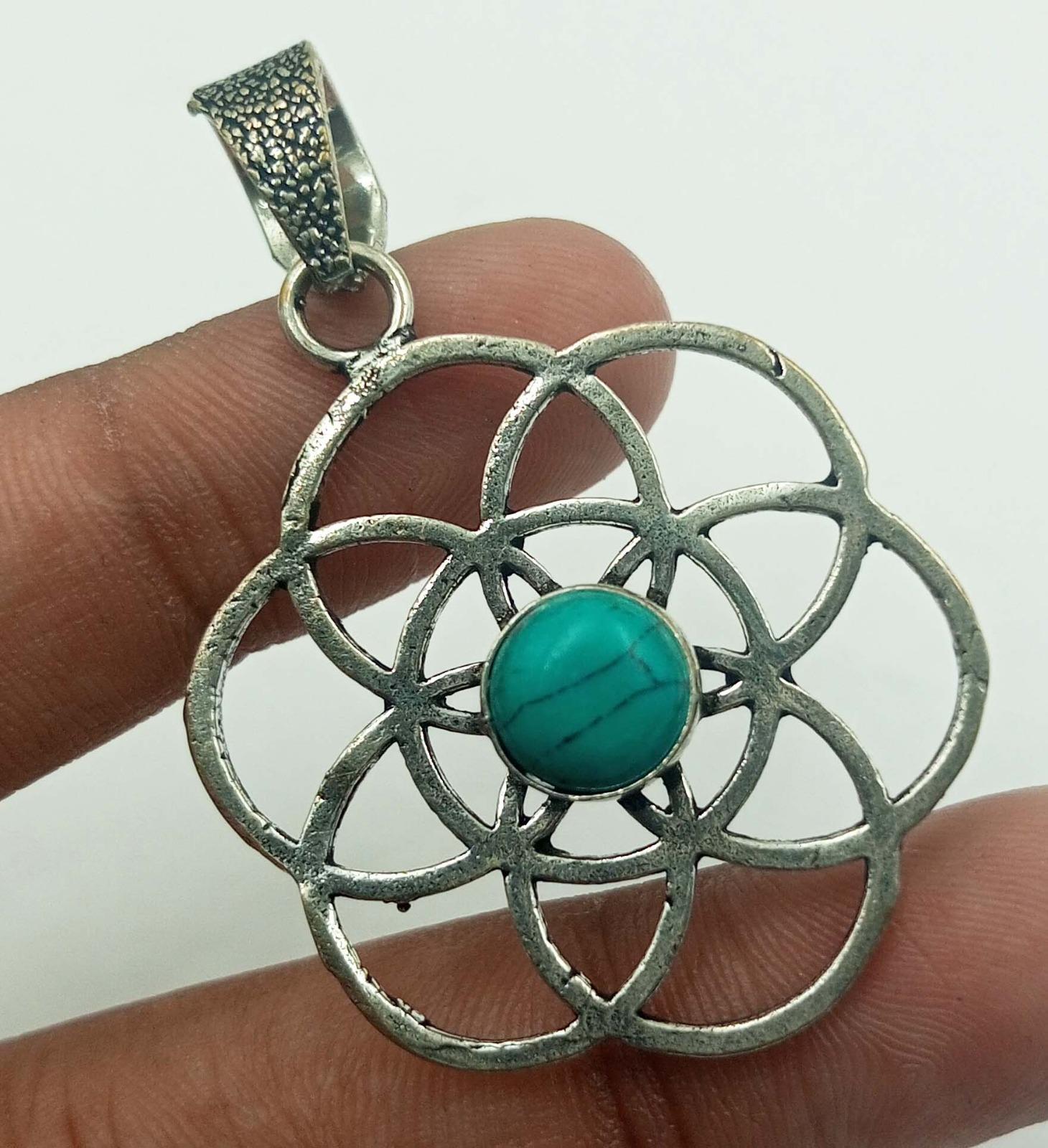 

Драгоценный камень бирюза Стерлинговое серебро 925 пробы с покрытием 1 шт. кулон Chris-r222