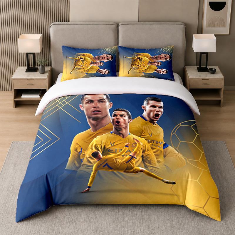 3-dielna súprava posteľnej bielizne Cristiano Ronaldo Mäkká posteľná plachta a dva obliečky na vankúše Domáca dekorácia spálne