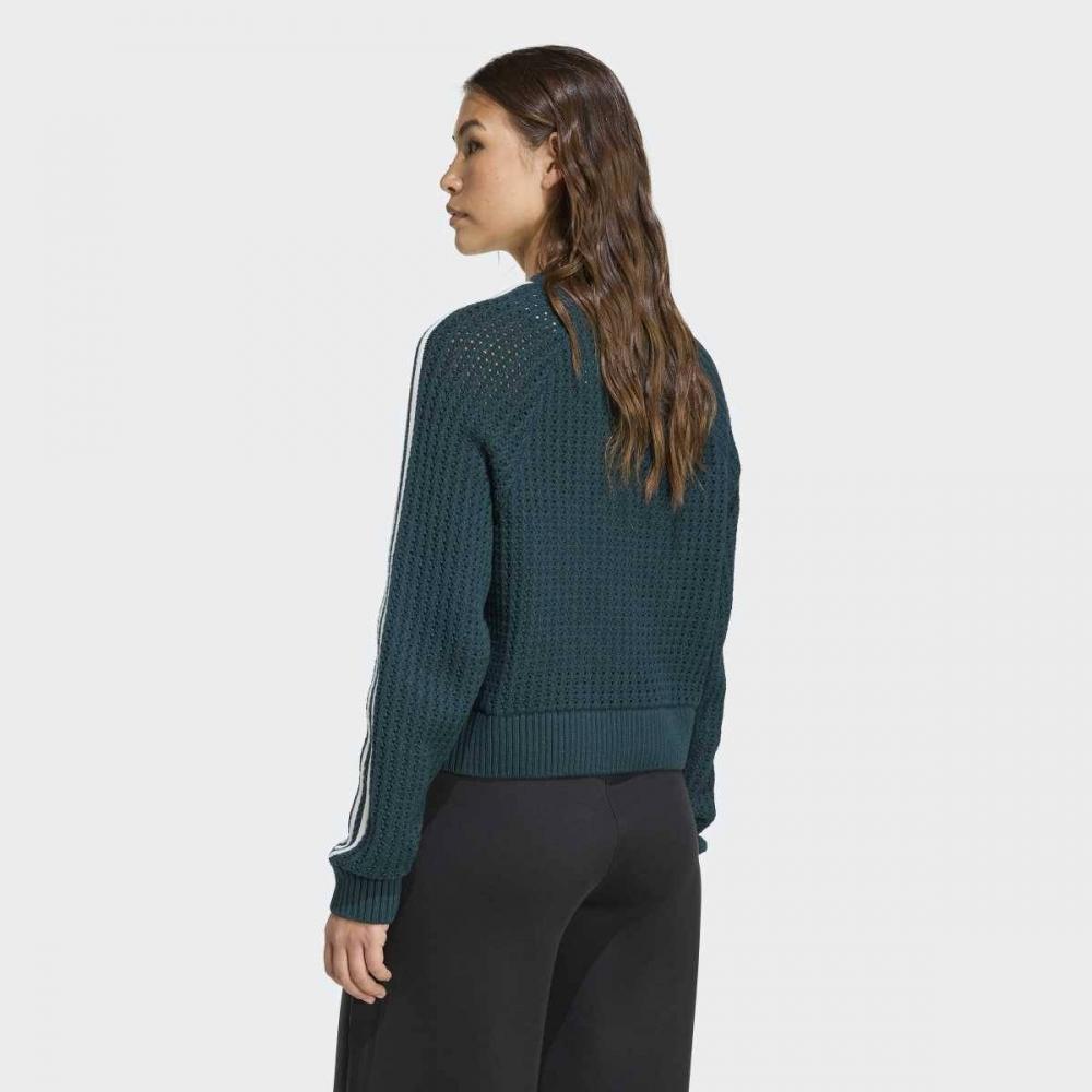 adidas Women S Adicolor Knitted Crew SweatShirt Green  Jx5247 