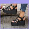 Roman Sandals Women Summer Thick Sole Pu Shea With Buckle For Casual Wear
