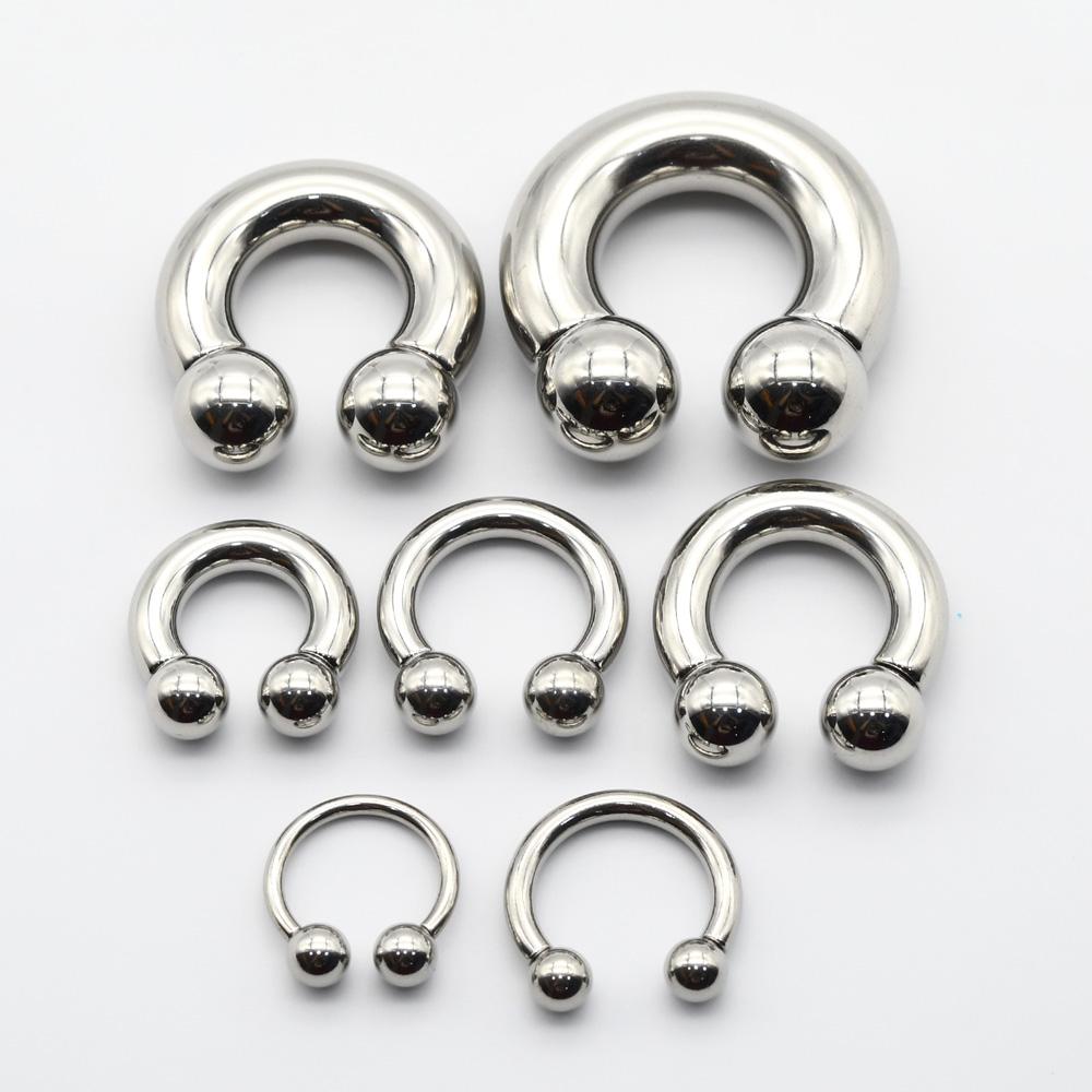 12G-00G Velký průměr Kruhový činkový kroužek z nerezové oceli s vnitřním závitem Piercing do nosu Septum Piercing Rozšiřovač Náušnice do laloku