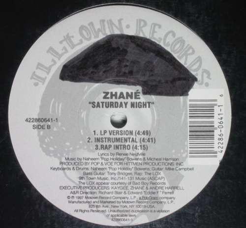 

12-дюймовая пластинка ZHANE Crush Saturday Night 4228606411 Illtown 1997 US Rap HipHopRB Б/у