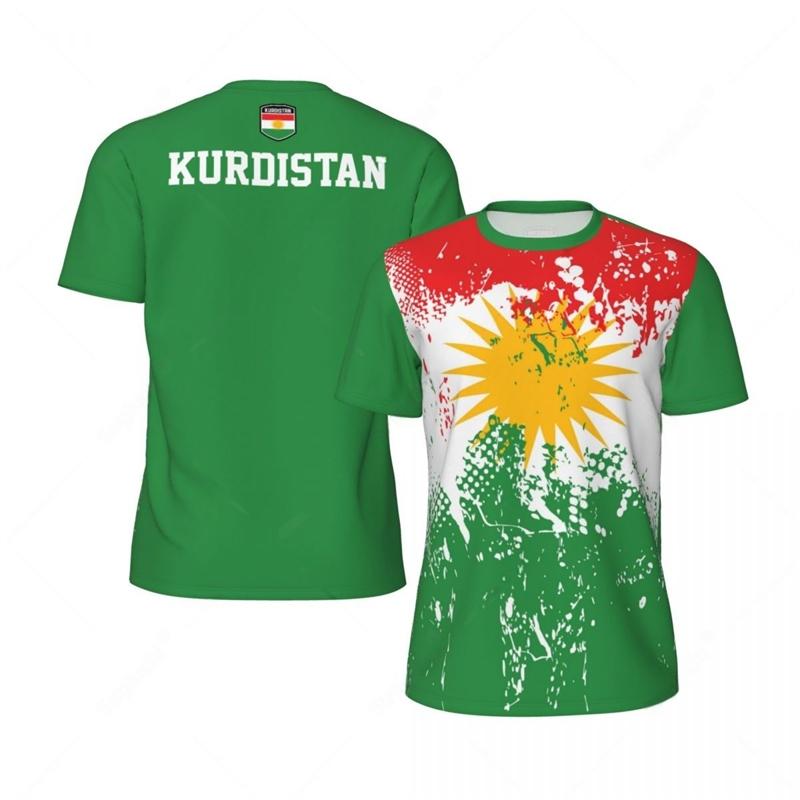 Kurdistan Flag National Emblem Graphic T-shirts Mens Football Jersey Fashion 3D Printed Sports Casual  Breathable Men's T-shirts