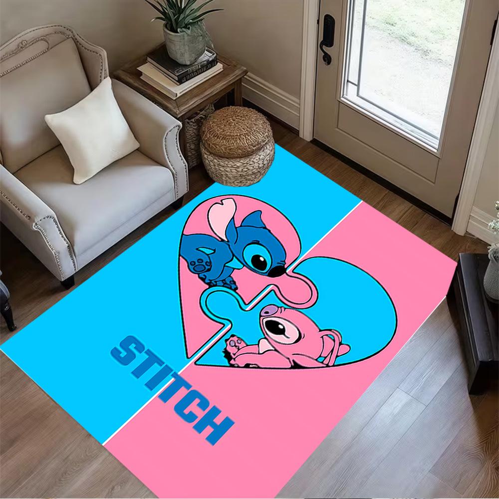 Stitch Angel Space Floor Mat Suitable for Game Room Hallway Playrooms Dormitory Anti-slip Rug Anime Office Decor