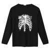 Herren Schwarzes Rippenkorb Skelett Halloween T-Shirt Gruselig Lustiger Kostüm Aufdruck Größen S bis XXXL vintage Gewaschen Mann Mode