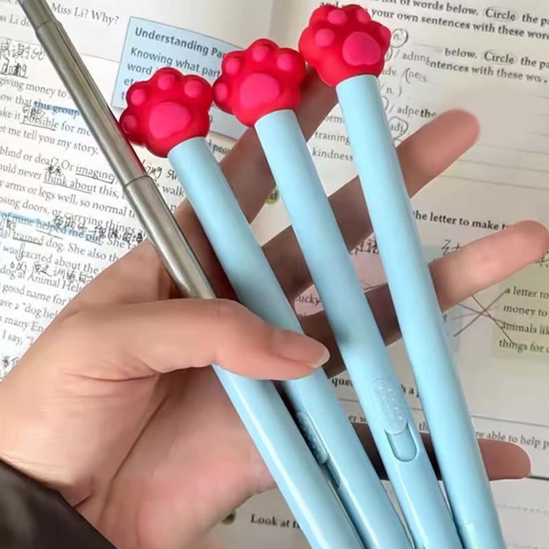 Cartoon Cat Paw Retractable Finger Reading Stick Telescoping Teacher Hand Pointer Creative Ballpoint Pen Student Stationery