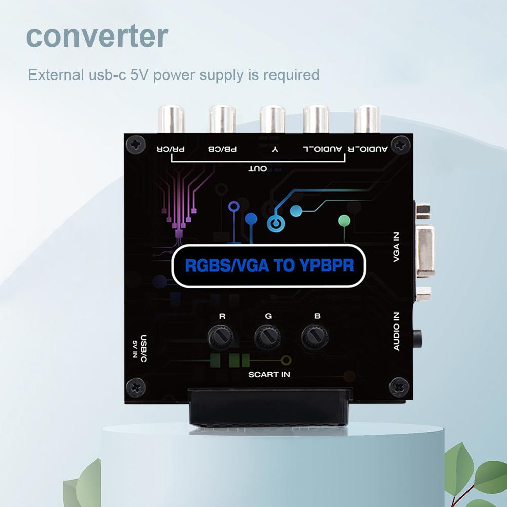 RGBS VGA SCART NA YPBPR Převodník Video Adaptér RGBS VGA SCART NA YPBPR Transkodér Převodník Barva Jas Nastavitelný