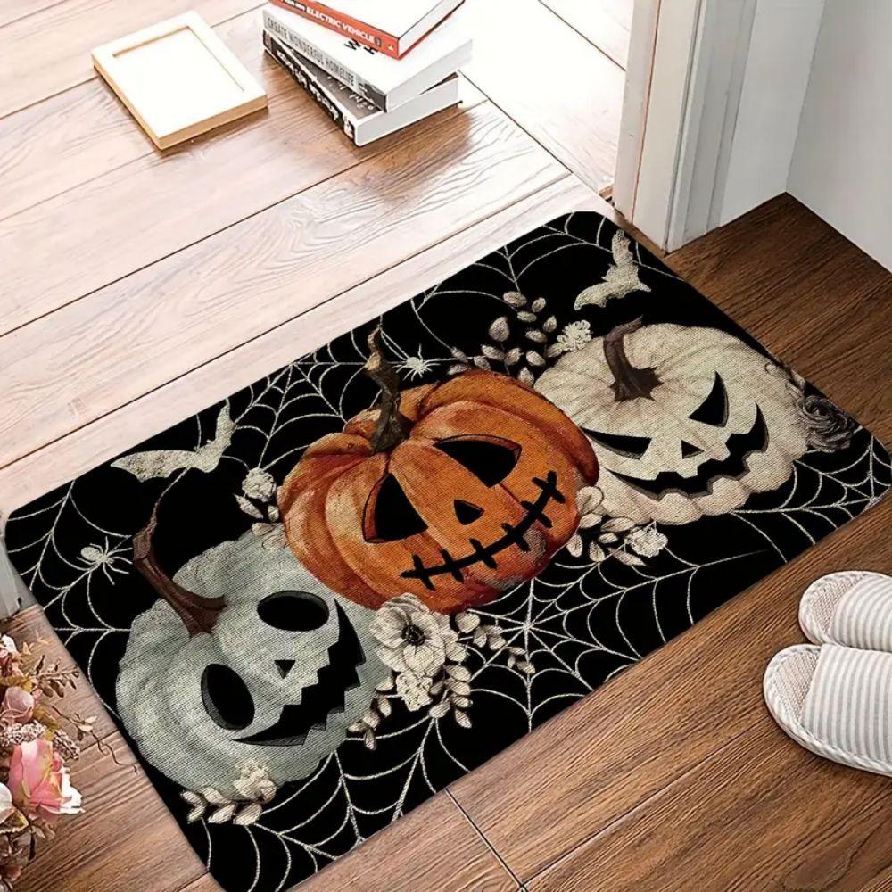 Halloween Welcome Floor Mat Ghost Pumpkin And Spider Web Suitable For Door Mat, Corridor Carpet, Home Decoration
