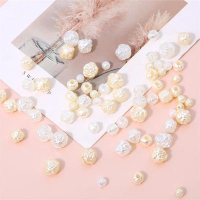 6-12mm Bílé/Slonovinové Akrylové ABS Imitace Perlové Růže Korálky pro DIY Výrobu Šperků