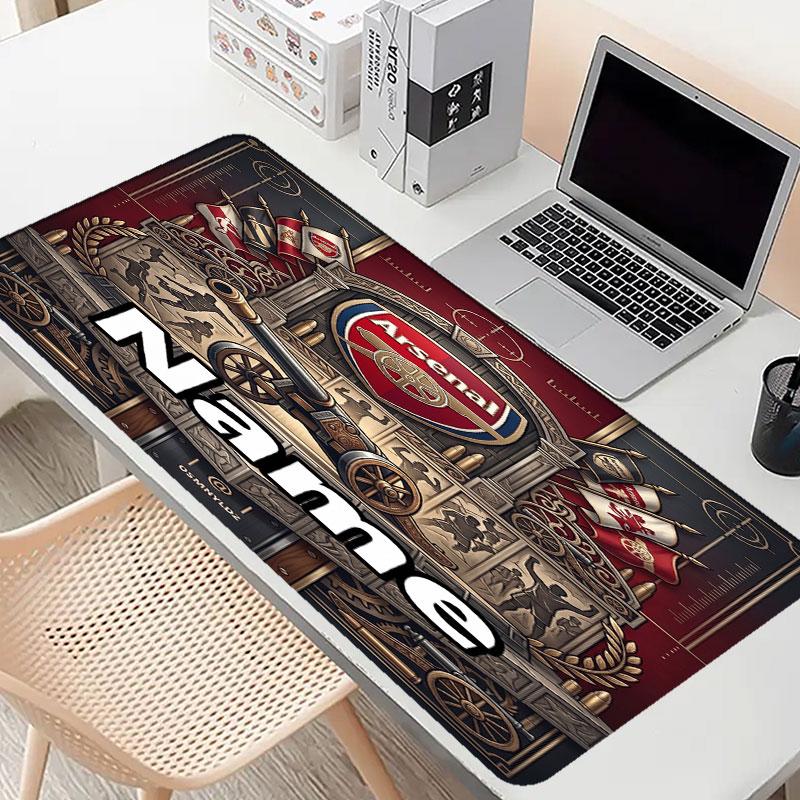 Custom Name Personalized Arsenal F.C Pattern Mousepad, Laptop PC Desk Mat, Decorative Desk Mat for Home Keyboard Pad Gift