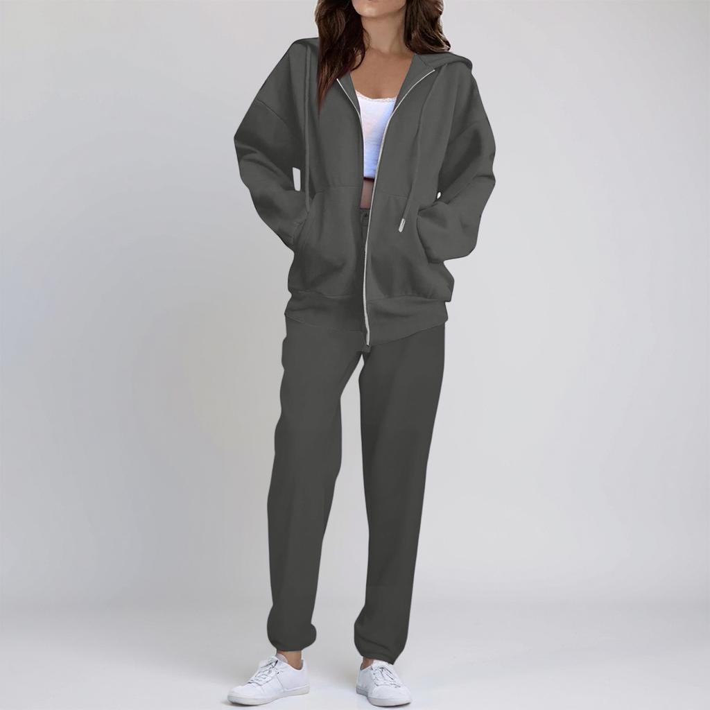 Fashionable Women's Autumn/Winter Casual Comfortable Sweatshirt Jacket Set