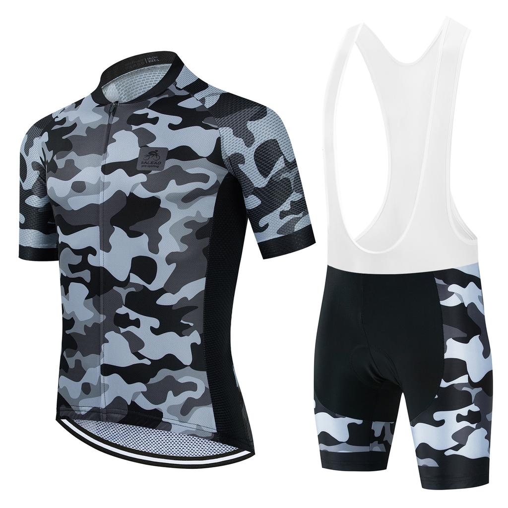2022 New Camouflage Team Triathlon Cycling Jersey Set Bicycle Clothing Men's Wear Breathable Short Sleeve Shirt Bike Bib Shorts