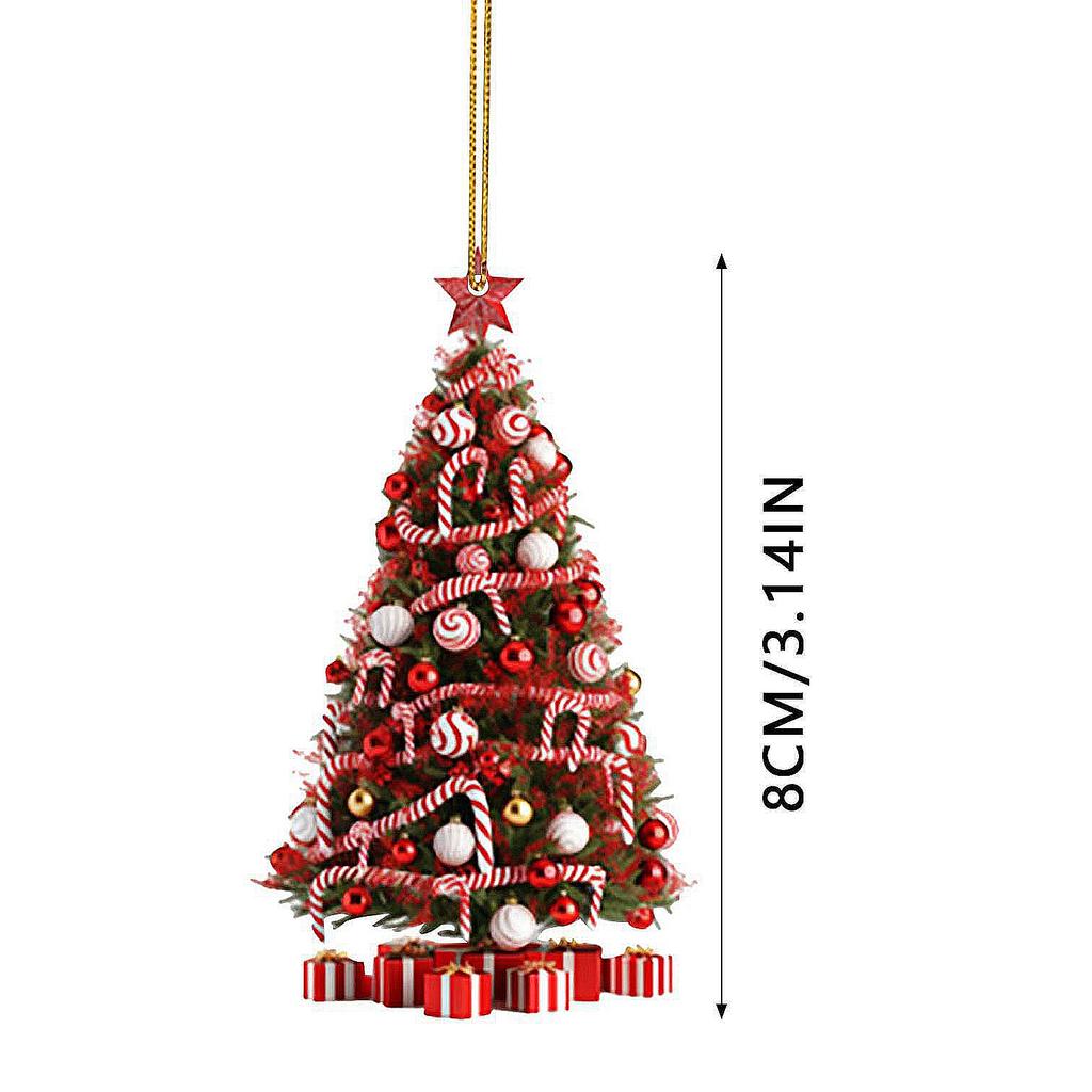 Christmas Tree Pendant 2D Acrylic Xmas Tree Pattern Hanging For Tree Branch Wreath Garland Xmas Party Decor Accessories