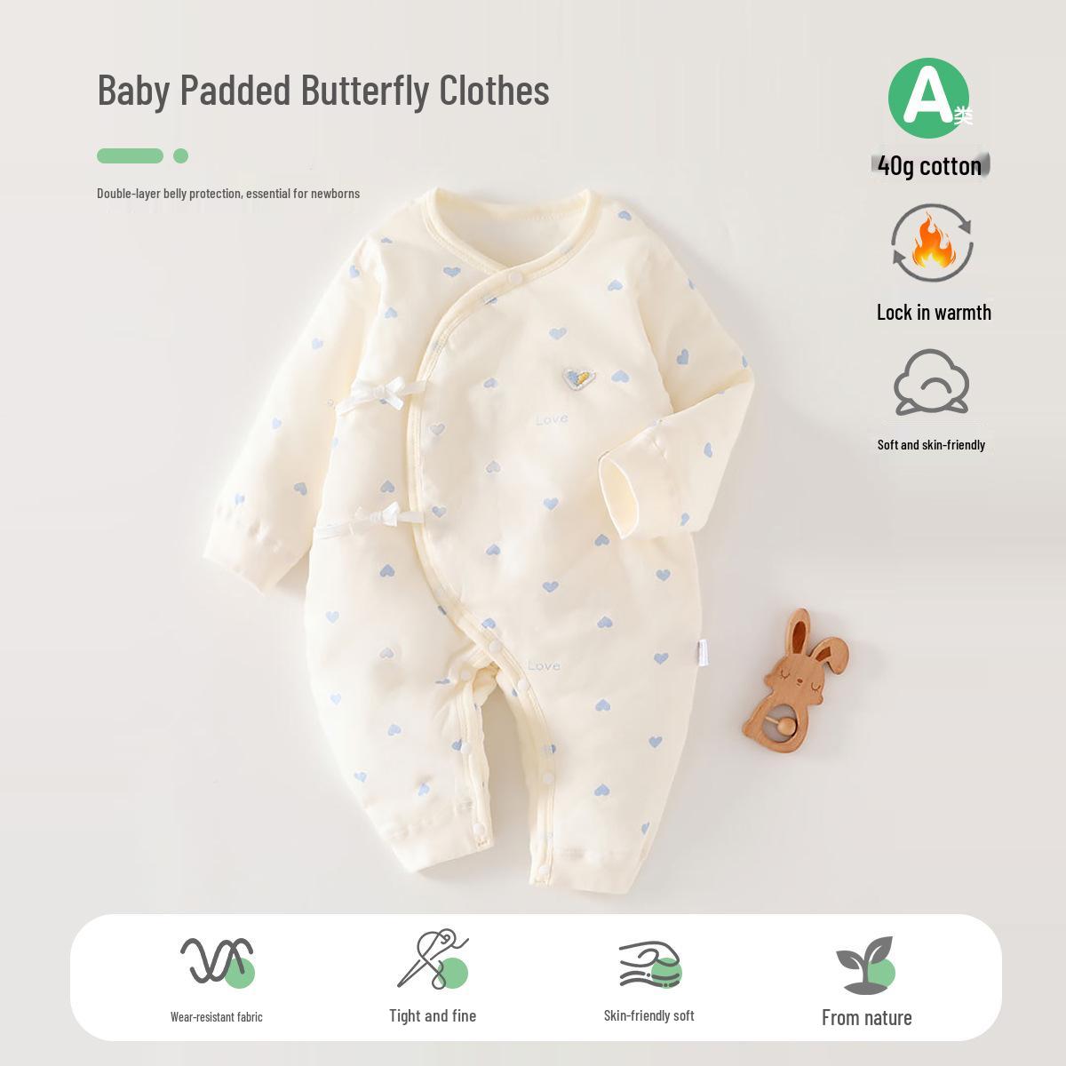 

Baby Autumn/Winter 40g Thin Cotton Romper & Jacket Set - Padded Crawling Suit for Newborns Size 52 (newborn exclusive)