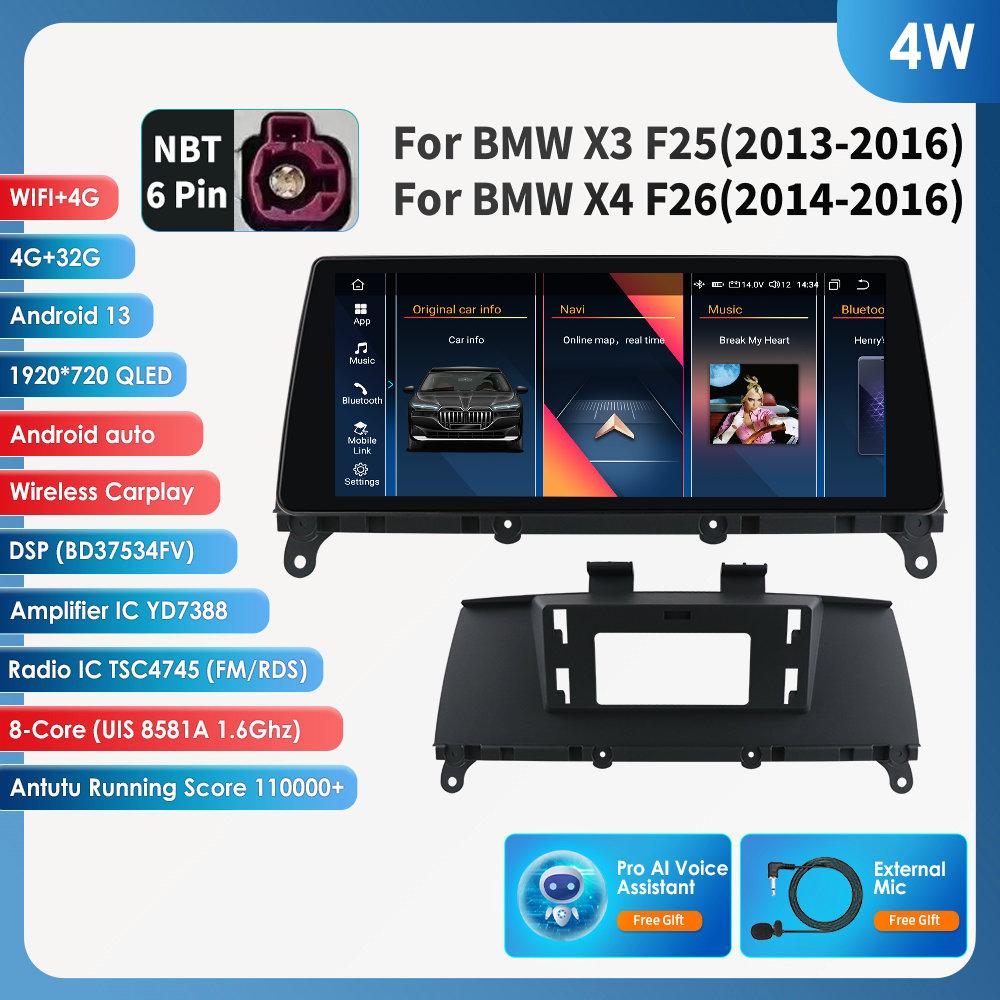 OSSURET Odtwarzacz radia samochodowego Android dla BMW X3 F25 F26 X4 CIC NBT Android Auto Radio Carplay Multimedia Wideo GPS WIFI Autoradio Inteligentny ekran DSP