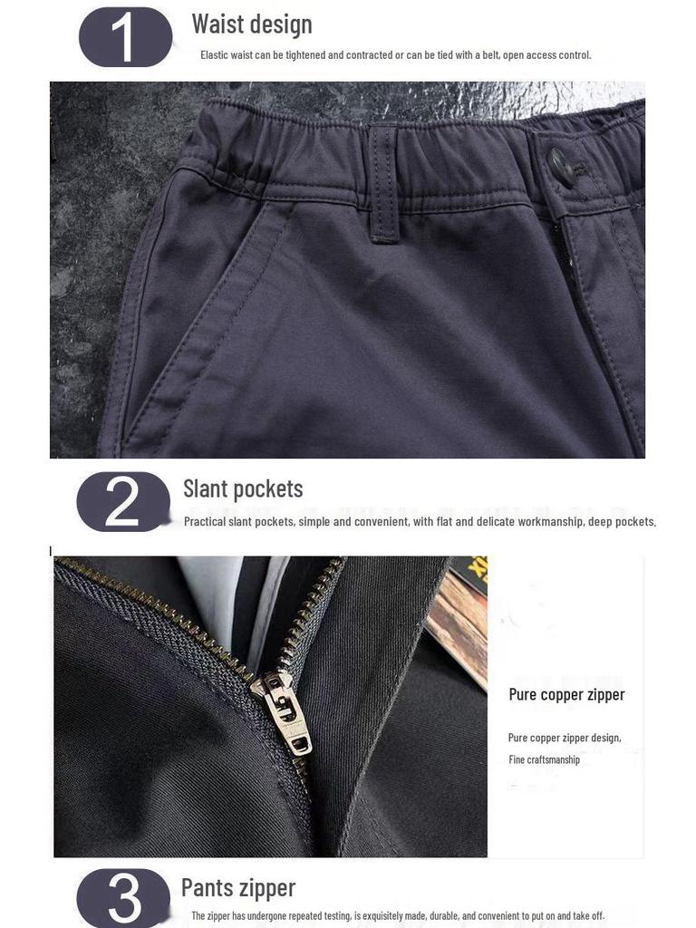 Calças de Trabalho Masculinas de Algodão Resistente ao Desgaste com Vários Bolsos - Tamanho Plus Casual para Primavera e Outono