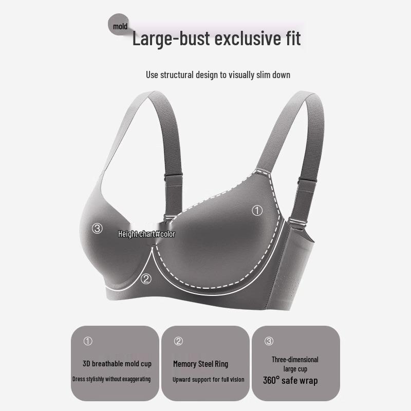 Seamless Full Cup Plus Size Lingerie: Enhances Small Bust with Lift, Side Support, and Anti-Sagging Features