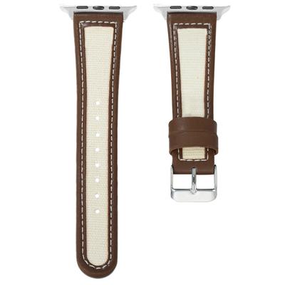 Uhrenarmband für Apple Watch Serie 10 42mm/9 8 7 41mm/SE (2023) SE (2022) SE 6 5 4 40mm/3 2 1 38mm Rindsleder+Stoff Armband