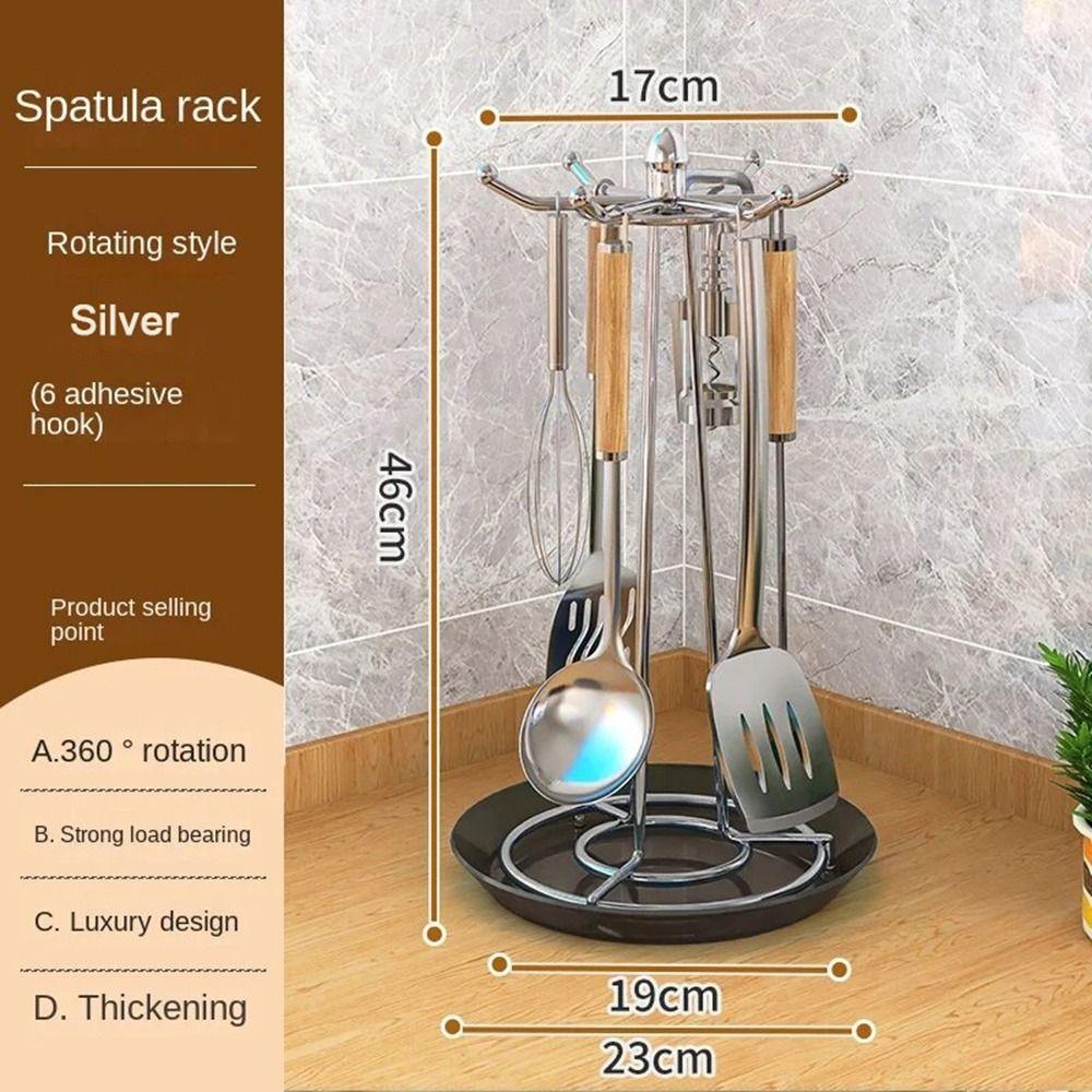 

6 Hooks Stainless Steel Pot Shovel Rack Thickened Spatula Organizer Spatula Storage Rack Utensils серебряный