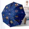 Eyes on the Moon  Cosmic Eye Pattern Fabric Umbrella, Portable 3 Fold Compact Umbrella for Men & Women,S206