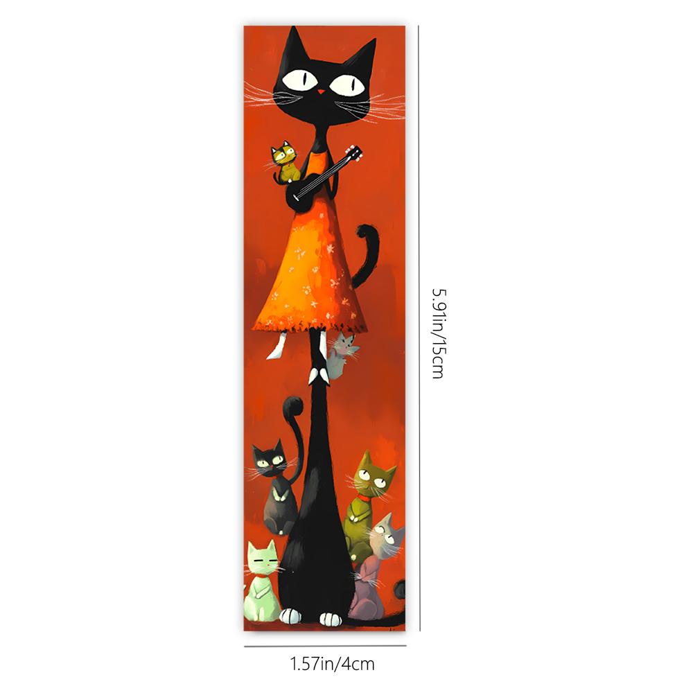 32pcs, Abstract Black Cat Bookmark, Back To School, Christmas, Halloween, Suitable for Teachers, Readers, Birthday Gifts.