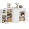 Modern Kitchen Sideboard With Drawer Adjustable Shelves Small Kitchen Pantry With Door Compartments White